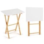 Kokkupandav telerialuse laud, komplekt, 48.3x35.6x63.5 cm, valge, bambus