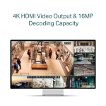 NVR - TP-LINK - Vigi NVR1104H-4P - 4 Kanalit - Resolutsioon kuni 8MP - HDMI 4K, Pilka