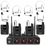 Tonor Uhf mikrofonikomplekt 4 saatjaga, Bodypack Lavalier, 60 m ulatus