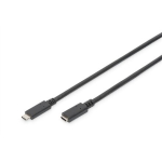 Digitus USB Type-C pikenduskaabel AK-300210-007-S, 0.7m, 10Gbps, 5A, 100W, USB 3.1 Gen 2, USB PD, 4K, must