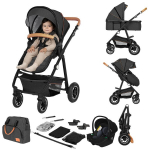 Lionelo Amber Grey Graphite 3in1 jalutusk&auml;ru koos turvatooliga, kuni 22 kg, hall