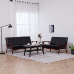 vidaXL diivanikomplekt, 2 tk, must, kunstnahk