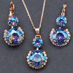 Naiste ehete komplekt DiamondSky "Clarice VI (Light Sapphire Shimmer)" koos Swarovski kristallidega