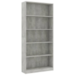 vidaXL 5-korruseline raamaturiiul betoonhall 80x24x175 puitlaastplaat