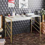 Kirjutuslaud Kalune Design Tuna, valge/kuldne v&auml;rv