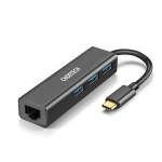Choetech multifunctional HUB 4w1 USB Type C 3x USB 3.0 / Ethernet RJ-45 gray (HUB-U02BK)