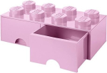 Klotsikujuline sahtlitega hoiukast LEGO(R), 8 nuppu, heleroosa