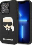 Karl Lagefeldi &uuml;mbris iPhone 14 Pro 6.1 KLHCP14LKH3DBK must k&otilde;va&uuml;mbris 3D kummist Karli pea jaoks