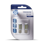 Blister 2x LED L355W - BA15s 18xSMD5730 CANBUS Valge M-TECH LED pirnid