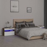vidaXL &ouml;&ouml;kapid LED-tuledega 2 tk, suitsutatud tamm, 60x35x40 cm