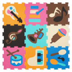 Hariv vahtpol&uuml;st&uuml;roolmatt 90 x 90 x 1 cm - EVA vaht - muster: instrumendid