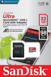 Telefoni m&auml;lukaart 32 GB m&auml;lukaart SanDisk Ultra, Micro SDHC Class 10 + SD adapter