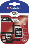 "verbatim micro secure digital card premium, 64 gb, micro sdxc, 44084, uhs-i u1 (klass 10), koos adapteriga".