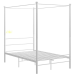 vidaXL baldahhiiniga voodiraam, valge, metall, 120 x 200 cm