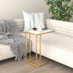 vidaXL arvuti lisalaud, valge marmor, 50x35x65 cm, karastatud klaas