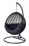 HANGING CHAIR COCOON DE LUXE 120X73X195CM ECO-RATTAN BLACK, BLACK PILLOW