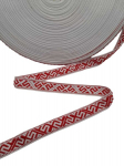 Mustriga lint 15mm, 50 meetrit, valge punasega