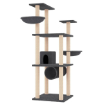 vidaXL kraapimispuu sisalk&ouml;itega kraapimispostidega, tumehall, 141 cm