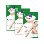 Suures suuruses naiste sukkp&uuml;ksid, millel on t&auml;iendav kinnitus 30 den Favorite 41140 beež, 3 tk