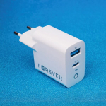 Forever TC-06-20AC PD QC laadija 1x USB-C 1x USB 20W valge