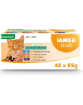 IAMS Cat Delights konservid linnuliha, lambaliha ja kalaga, 48x85 g