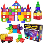 Deluxe Magnetic Building Stones Magnet Montessori m&auml;nguasjad lastele, hariduslikud m&auml;nguasjad poistele ja t&uuml;drukutele, 3 4 5 6 7 8 -aastane, xxl komplekt 57 aktsiaga