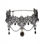 CHOKER Pitsiga tikitud must gooti PURSUIT CH05 CH05, CHOKER Nėriniuota siuvinėta juoda gotikinė PURSUIT CH05