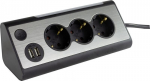 REV pikendusjuhe LIGHT SOCKET 3-fold Multiple Socket Outlet +2x USB