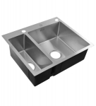 Kahe valamu INOX 61x51 + dosaator, korv