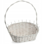 Punutud kinkekorv, valge keskmine