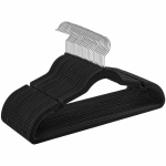Mustad veluurist riputid 30 tk. komplekt Vastupidavad ja vastupidavad mustad veluurist riputid riietele nagu jakid, s&auml;rgid, mantlid, p&uuml;ksid, seelikud garderoobidele, riidekappidele paksusega 0,6 cm, m, Juodo veliūro pakabos 30 vnt. rinkinys Tvirtos i ...