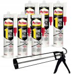 6x Pattex One4All Crystal 290g montaažiliim + skeletiliimi pigistuskast