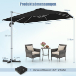 Costway ristk&uuml;likukujuline 300 x 300 cm konsoolne p&auml;ikesevari musta v&auml;ndaga