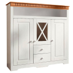 Puhvetkapp, 130x35x125 cm, valge/pruun