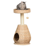 Kassipuu Kraapimispuu Kiisudele M&ouml;&ouml;bel koos Kassipesaga Pallim&auml;nguasi Sisal Pehme Pl&uuml;&uuml;s K&otilde;rgus 82,5 cm Kollane