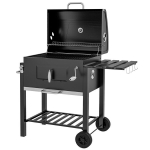 Outsunny grillk&auml;ru s&ouml;egrill BBQ stend grill, roostevaba teras, must, 113x65x108cm