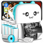 Mini Printer Cat Blue ja 11 rulli tr&uuml;kipaberit