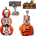 Aia kaunistused Halloweeni jaoks, k&otilde;rvitsad koos kummituste ja luukeredega