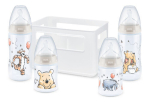 Komplekt Nuk First Choice Plus Disney Winnie Pooh, 0-6 kuud: pudel, 150 ml, 2 tk. + pudel, 300 ml, 2 tk. + lutt, 1 tk.