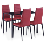 vidaXL viieosaline s&ouml;&ouml;gitoakomplekt, veinipunane, Raudona