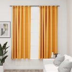vidaXL pimendavad kardinad konksudega, 2 tk kollane 140 x 175 cm