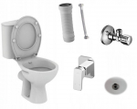 Komplekt: WC koos bideega + prilllaud + nurkklapp + 300mm voolik + universaalliigend + bideesegisti