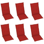 vidaXL aiatooli istmepadjad 6 tk punane 120 x 50 x 3 cm