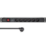 Alumiinium power ribad pdu rack 1u 6x 1.8m