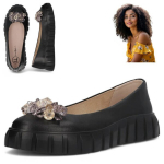 Jalatsid naiste poolkingad nahast peal platvorm slip-on must Filippo DP4682/25 BK