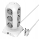 Tessan Pikendusjuhe 12 pistikupesaga, 2m, 3x Usb laadija