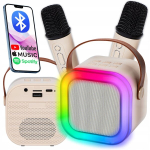 Kaasaskantav bluetooth karaoke rgb k&otilde;lar 2 mikrofoni usb sd mini jack