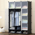 Suur modulaarne riidekapp raamaturiiul 12x riidekapp must kokkuklapitav lai xxl