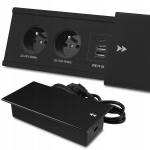 Lauaplaadi sisse peidetav alumiiniumist pistikupesa, l&uuml;kandusega + 2x Usb + Usb C
