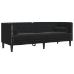 3-kohaline Chesterfield diivan rullpatjadega must samet CFE16994